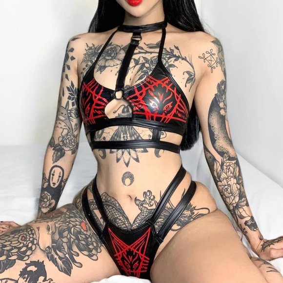 Killstar Other - Killstar Sexy Raise Hell Cage Bra And Matching Faux Leather Panty Set XXL NWT